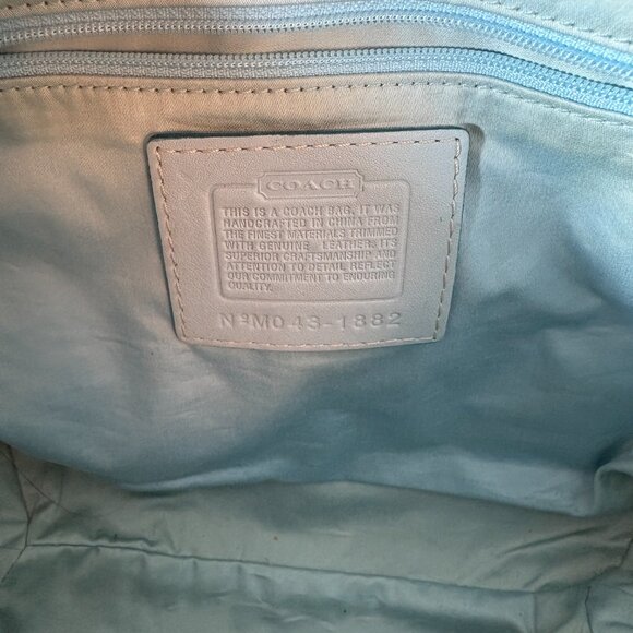 COACH | Light Blue Leather & Cream Canvas Satchel Tote | Y2K Vintage | RARE - Picture 8 of 10